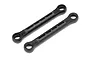 Two black plastic upper suspension arms for HPI WR8 RC car on a white background.
