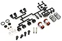 Kyosho aluminium shock absorber set for Fazer touring car, including two shock bodies, springs, plastic parts tree, and hardware.