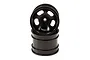 Two black RC car rims stacked vertically against a white background.