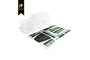 A clear, unpainted Hobby Plus Rushmore RC body shell with a matching decal sheet on a white background.