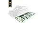A clear, unpainted polycarbonate RC truck body shell for the Hobby Plus Convoy, shown with its accompanying decal sheet on a white background.