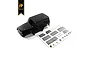 A black Hobby Plus 1/24 scale Ranger RC crawler body shell with an included decal sheet on a white background.