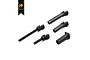 Hobby Plus CR-18 spare parts including drive shafts and axle components on a white background.