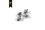 Four silver metal U-joint cross balls for RC drivetrain, arranged on a white background with a Hobby Plus logo in the corner.