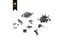 A collection of various black metal RC screws and small hardware components for the Hobby Plus CR-18, arranged on a white background.