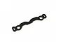A black anodized aluminium steering plate for Kyosho RC cars, featuring a wavy design with two large circular holes and two smaller slotted holes.