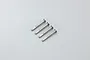 Four identical silver metal shafts with a flat side and a flanged head arranged diagonally on a plain white background.