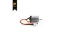 Hobby Plus CR-24 55 Turn micro brushed motor with attached wires and white connector, shown against a white background.