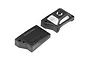 Two black plastic HPI ESC and receiver box lids shown from an elevated angle on a white background.