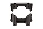 Two black plastic bumper mount components for an Element RC Enduro chassis shown from different angles.
