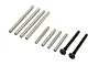 A set of various metal suspension shafts and two black screws for Kyosho 1/10 Fazer RC cars.