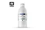 A 500ml bottle of Vallejo Satin Acrylic Varnish with a white screw cap, featuring a blue and white label with product details.
