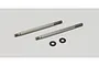 Two Kyosho shock shafts and two small washers on a plain white background.