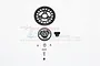 GPM Racing 14T pinion and 58T spur gear set with black aluminium slipper adapter and included hardware on a white background.