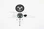 GPM Racing 19T pinion and 58T spur gear set with black aluminium slipper adapter and included hardware on a white background.