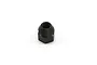 A single black metal clutch nut for an RC engine shaft, shown from a high angle against a plain white background.