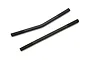 Two black threaded metal servo rods for a Kyosho RC car, one straight and one slightly bent, isolated on a white background.