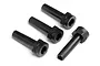 Four black plastic bumper posts for Maverick Strada RC cars arranged on a white background.