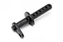 A black plastic RC car body post with multiple adjustment holes, designed for the Maverick Strada 1/10 scale model.