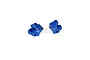 Two blue anodized aluminium steering hub carriers (C-hubs) for RC cars, marked with R and L, set against a plain white background.