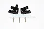 Two black aluminium steering hub carriers marked R and L with three silver metal screws on a white background.