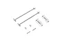 Axial universal drive shafts set including two metal drive shafts, two wheel hex adapters, and two small pins on a white background.