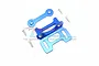 GPM Racing blue anodized aluminium rear wing mount set with included screws on a white background.
