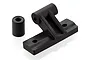 A black plastic rear chassis brace mount and a small cylindrical spacer for an HSP RC car.