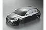 A 1/10 scale black painted Alfa Romeo Giulietta RC car body shell by Killerbody, shown from a high-angle front three-quarter view.