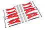 Traxxas 1/5 Red X-Maxx Wide Kit components including red suspension arms, metal springs, and black tie rods laid out on a white background.