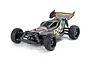 A Tamiya TT-02B Plasma Edge II 1/10 scale RC buggy, featuring a dark green body with racing decals, black wheels, and off-road tires on a white background.