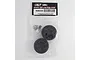 RGT 1.9 inch black 6-spoke beadlock RC wheels in original plastic packaging with chrome dust covers and mounting hardware.