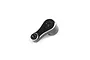A single-arm black aluminium servo horn for RC vehicles, featuring a threaded hole at the tip and a mounting point at the base.