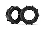 Two black HPI Racing Sand Buster-T paddle tyres for RC vehicles, shown side-by-side against a white background.