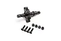 A Losi differential locker spool set featuring a black metal spool, four black countersunk screws, and four black nylon lock nuts on a white background.