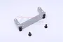 A GPM Racing grey aluminium servo mount with included black screws on a white background.