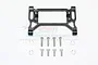 A black GPM aluminium front servo mount for RC cars, shown with included silver screws and washers on a white background.