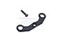 GPM Racing black aluminium front suspension arm pin brace with a single mounting screw on a white background.