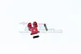 GPM Racing red aluminium rear suspension link brace with included mounting hardware on a white background.