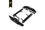 Hobby Plus CR-18 black plastic bumper and side step set for RC crawler, shown on white background with brand logo.