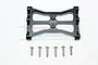 A black aluminium chassis crossmember brace by GPM Racing with six included mounting screws, displayed on a white background.