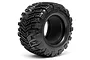 A single black HPI Racing Super Mudders RC monster truck tire with aggressive tread pattern, shown against a white background.