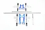 GPM Racing stainless steel sway bar kit with blue aluminium arms, turnbuckles, screws, and a small drill bit on a white background.
