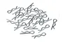 A pile of twenty silver-coloured metal R-clips or body pins used for securing RC car bodies.