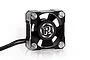 A black and silver aluminium high-speed cooling fan for RC electronics with a central logo featuring the letter R.