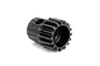 A black metal 16-tooth pinion gear for RC vehicles shown against a white background.