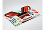 A decal sheet for a 1/10 scale Mitsubishi Lancer Evolution X RC car, featuring Advan rally livery graphics, racing numbers, and sponsor logos.