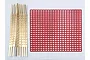 A red mesh protection curtain and several gold-coloured metal mounting strips for a 1/10 scale RC model.