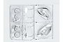 A chrome-plated plastic sprue containing various light bucket components for a 1/7 scale RC car model.