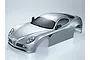 A silver painted 1/7 scale Alfa Romeo 8C RC car body shell on a plain white background.